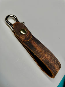 Leather Brass shackle fob
