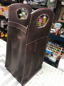 Leather Wine Tote. 4 Bottle Carrier
