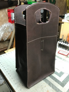 Leather Wine Tote. 4 Bottle Carrier