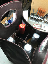 Load image into Gallery viewer, Leather Wine Tote. 4 Bottle Carrier