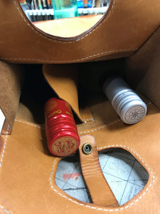 Leather Wine Bottle Tote. Double