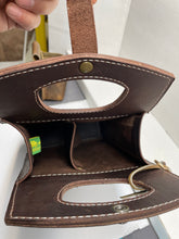 Load image into Gallery viewer, Leather 2 Wine Bottle Tote w/ Strap.