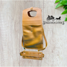 Load image into Gallery viewer, Leather 2 Wine Bottle Tote w/ Strap.